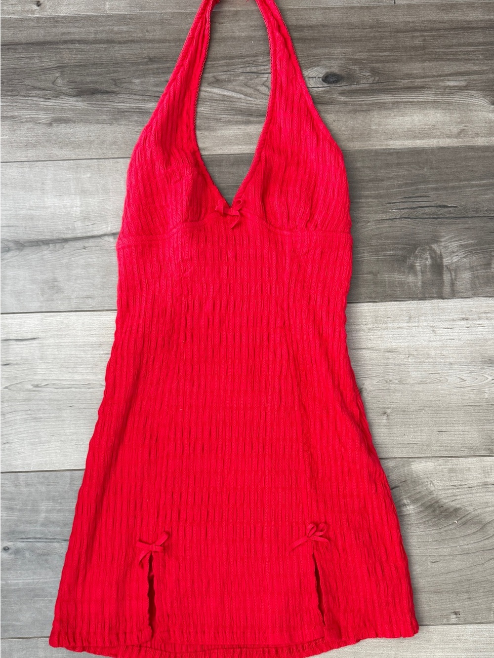 PacSun Ribbed Halter Mini Dress in Bright Red